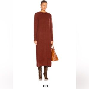 CO Quiet Luxury Cashmere Burgundy Sweater Dress